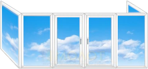 Балконна рама 3180х1550 мм з двома боковими вікнами 800х1550